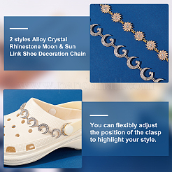 1 set di catene decorative per scarpe con maglie a forma di luna e sole in lega di cristallo e strass&nbsp;FIND-PH0009-94