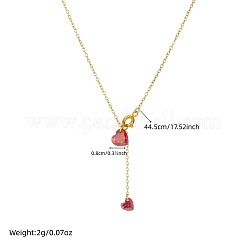 Lariat-Halsketten aus Edelstahl 304 mit Rubin-Strassen in Herzform&nbsp;WGB7D9D-01