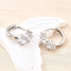 Boucles d'oreilles créoles en laiton zircon cubique micro pavé&nbsp;EJEW-Z121-06P