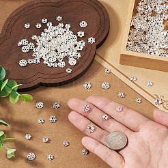 400個4スタイルの合金ビーズキャップ  花  銀  5.5~8x6~8.5x1.5~2.5mm  穴：1~1.6mm  100個/スタイル&nbsp;FIND-TA0009-94S