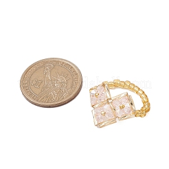 Anelli elastici con perline di vetro a forma di cuore per le donne&nbsp;RJEW-MZ00028-05