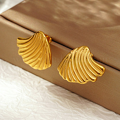 Простые серьги-гвоздики из нержавеющей стали 304 в виде ракушек&nbsp;NE7504