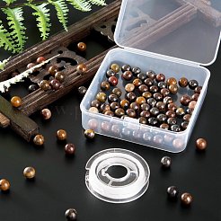 100шт 8мм натуральный красный тигр железные круглые бусины DIY-LS0002-20