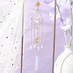 Латунные ромбические подвесные украшения для солнца HJEW-JM01872