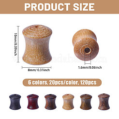 120 шт. 6-х цветные деревянные бамбуковые узелковые бусины WOOD-CA0001-83