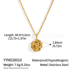 Collares con colgante de flor de rosa vintage 3D de acero inoxidable 304 para mujer&nbsp;AM0132