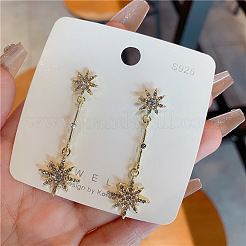 Серьги-гвоздики с подвесками из сплава со звездочками и микропаве из прозрачных кубических цирконий&nbsp;FS-WGAD786-01