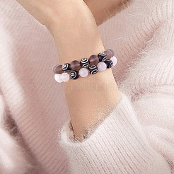 Bracelet extensible de perles rondes en jade blanc naturel&nbsp;BJEW-SW00077-12