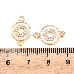 Maglie in ottone con micro pavé di zirconi cubici trasparenti e conchiglie naturali&nbsp;KK-L274-02G