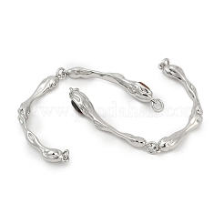 Латунные подвески-соединители с изогнутой планкой и натуральным тигровым глазом&nbsp;KK-P302-08P