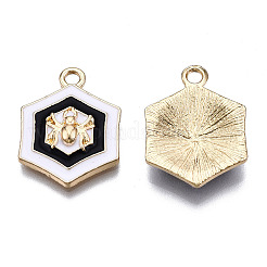 合金ペンダント  エナメル  カドミウムフリー＆鉛フリー  ライトゴールド  蜘蛛の巣  ブラック  20x15x3.5mm  穴：1.8mm&nbsp;X-ENAM-S119-066-RS