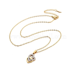 304 нержавеющая сталь кристалл горный хрусталь сердце кулон кабель цепь ожерелья для женщин&nbsp;LS-NJEW-Z056-01E-G