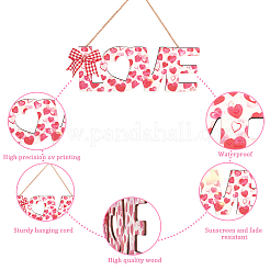 День святого валентина деревянная дверь подвесные украшения с пеньковой веревкой AJEW-WH0314-117