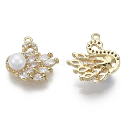 Латунные микропаве прозрачные подвески с фианитом&nbsp;KK-S348-558-NF