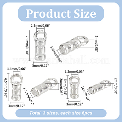 18 шт. 3 стиля 925 наконечника для шнура из стерлингового серебра STER-PH0002-11