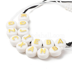 2шт 2 стиля плоские круглые с буквами плетеные браслеты из бисера набор для женщин&nbsp;BJEW-JB07571