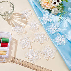 10 Stück 3D-Blumen-Stickerei aus Polyester zum Aufnähen&nbsp;PATC-MA0001-22