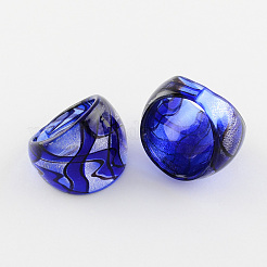 День Святого Валентина подарок ручной работы серебряная фольга лэмпворк широкополосные кольца RJEW-Q150-M01-B