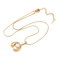 Ожерелья с подвесками из нержавеющей стали 304 с акриловым искусственным жемчугом&nbsp;NJEW-H088-05A-G