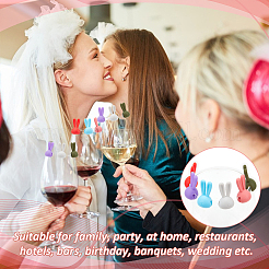 2 комплект из 12 подвесок для бокалов с силиконовым покрытием в виде кроличьих ушей DIY-NB0010-55