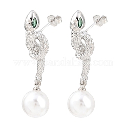 Boucles d'oreilles à tige en laiton serpent avec micro pavé de zircons cubiques&nbsp;EJEW-K249-13P