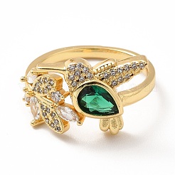 Открытая манжета в виде листа кубического циркония RJEW-H101-28G