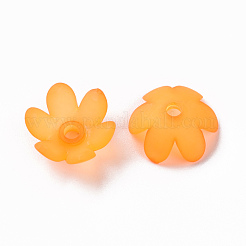 つや消しアクリルビーズキャップ  6花びら  花  オレンジ  14x6mm  穴：2mm  約1660個/500g&nbsp;MACR-S371-07A-724
