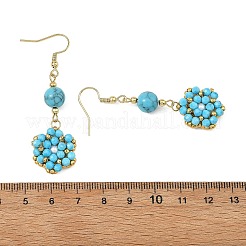 Boucles d'oreilles pendantes tressées en pierres naturelles et synthétiques mélangées et perles de coquillage&nbsp;EJEW-MZ00789