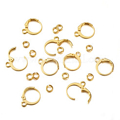 Латунные серьги-кольца Huggie и открытые прыгающие кольца&nbsp;KK-TA0007-83G