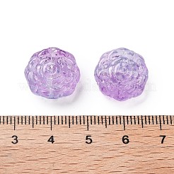 スプレー塗り透明ガラス・ビーズ  花のチャーム  スミレ  15x15x6mm  穴：1.2mm&nbsp;GLAA-D038-01G