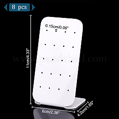 8穴アクリルイヤリングディスプレイスタンド20個  長方形  ホワイト  6x4.2x11cm  穴：1.5mm&nbsp;ODIS-PH0001-53