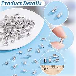 400個 2スタイル 304ステンレススチール 折り返し式圧着コードエンド  ステンレス鋼色  8~9x4x3.5~4mm  穴：2mm  3x5mm内径  200個/スタイル&nbsp;STAS-BBC0010-28