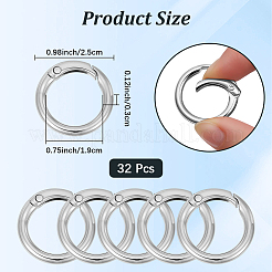合金スプリングゲートリング32個  リング  プラチナ  25x4mm&nbsp;FIND-CN0002-50