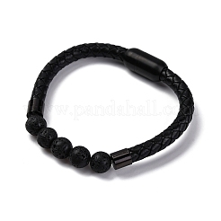 Runde Armbänder aus natürlichen Lavasteinperlen&nbsp;BJEW-A009-08EB-03A