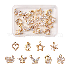 18шт 9 стиля латунные микропрозрачные подвески с кубическим цирконием&nbsp;ZIRC-TA0001-18