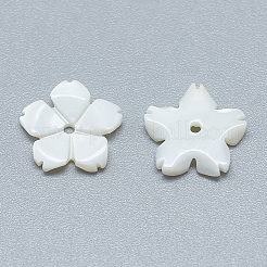 淡水シェルビーズ  花  貝殻色  10x10x1.5mm  穴：1mm&nbsp;X-SHEL-S275-033