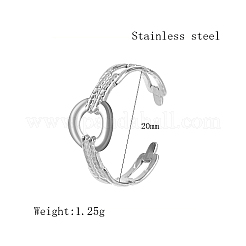 変色しないリング型304ステンレススチール製オープンカフリング（女性用）  ステンレス鋼色  内径：20mm&nbsp;WX5290-2