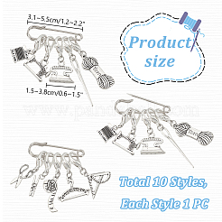 10 Stück 10 Stile tibetischer Stil-Stichmarkierer aus Legierung mit Anhänger&nbsp;HJEW-PH01905