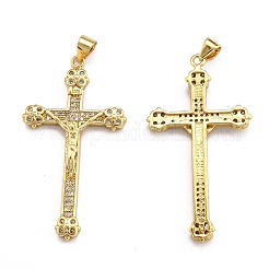 Латунные микропаве прозрачные подвески с фианитом ZIRC-J025-43G