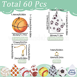 Набор для самостоятельного изготовления кожаных сережек-подвесок в виде спортивного мяча&nbsp;DIY-SC0024-91-1
