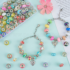 120 шт. 9 стиля европейских бусин-ронделей из смолы RPDL-SP0001-05