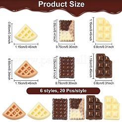 120 шт. 6 стиля светящихся смоляных имитационных шоколадных кабошонов декодированных&nbsp;RESI-YW0004-72