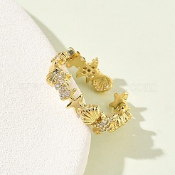 Кольца-манжеты с кубическим цирконием из нержавеющей стали 304 для женщин&nbsp;LS-RJEW-Z122-02G-03