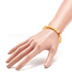 女性のための天然イエロー オパール ロンデル ビーズ ストレッチ ブレスレット  内径：2-1/8インチ（5.5cm）&nbsp;BJEW-JB08956-04