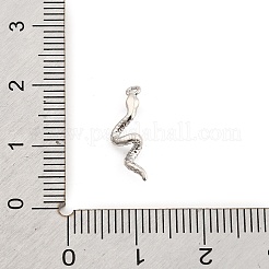 真鍮製マイクロパヴェキュービックジルコニアペンダント  スネークチャーム  プラチナ  16.5x5.5x3mm  穴：1mm&nbsp;LS-KK-M321-01D-P