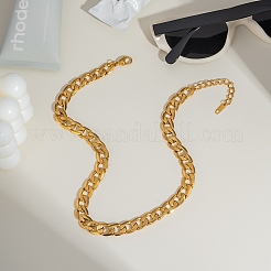 Ожерелья из текстурированной кубинской цепочки из нержавеющей стали 304 толщиной 10 мм NJEW-C101-03G