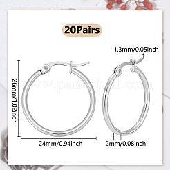 20 пара серег-колец из нержавеющей стали 304&nbsp;EJEW-UN0003-07