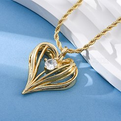 Женские латунные подвески в форме сердца с прозрачным кубическим цирконием NJEW-K381-07C-G