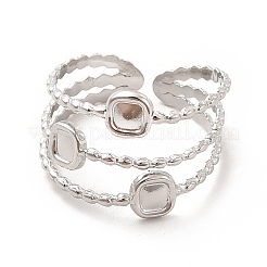 Открытое квадратное кольцо-манжета из нержавеющей стали марки 304&nbsp;RJEW-F131-09P