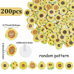 200шт деревянные пуговицы с принтом на 2 отверстия&nbsp;BUTT-SP0001-22
